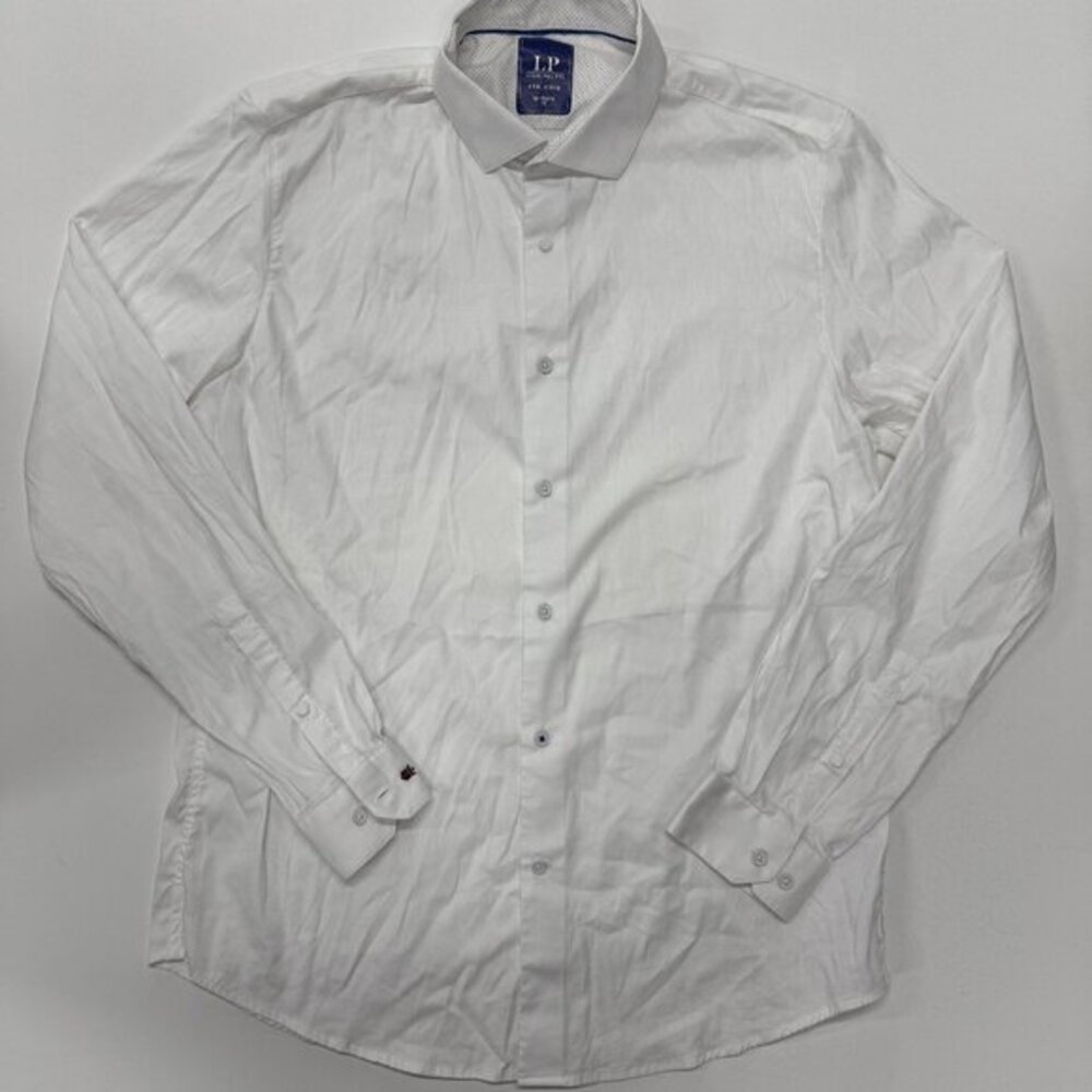 Louis Philippe Button Up Shirt Men 42 White Super Slim Long Sleeve Cotton‎ Shirt